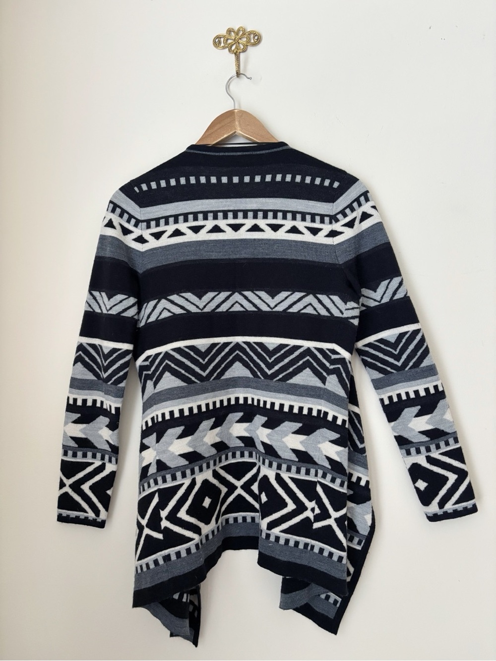 Smartwool Camp House Geometric Stripe Merino Wool Wrap Cardigan Sweater Medium - Picture 3 of 6